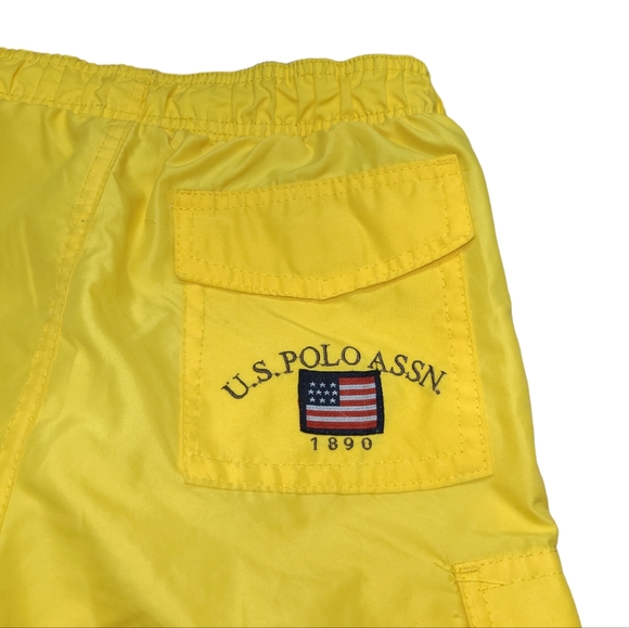 U.S. POLLO ASSN. SWIM SHORTS BOYS SIZE 10/12 YELLOW EMBROIDERED POCKETS & MESH - Picture 7 of 12